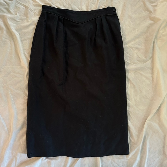 villager Dresses & Skirts - Vintage Black Pure Wool Pencil Skirt Old Money Iconic Quiet Luxury Business